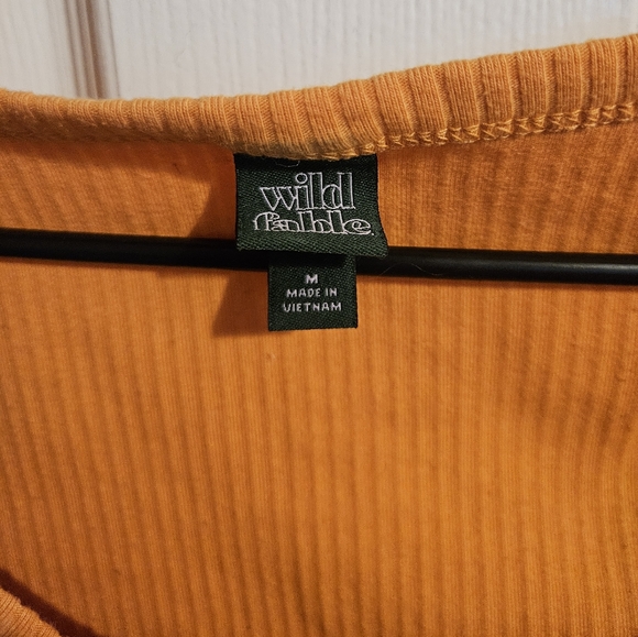 Orange Ribbed Button-Front Top - Picture 3 of 4